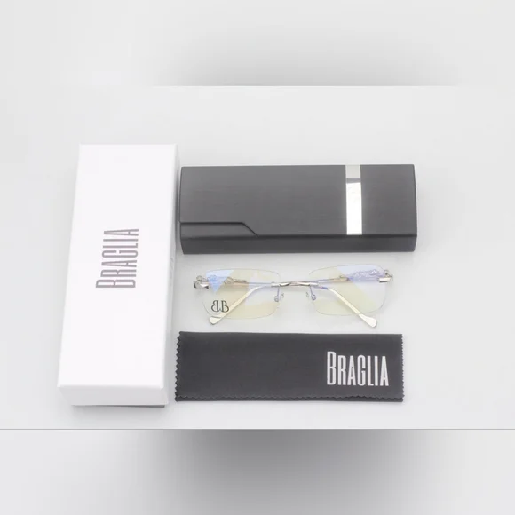 Braglia White Gold Jaguar Glasses Sunglasses Eyeglasses Frames